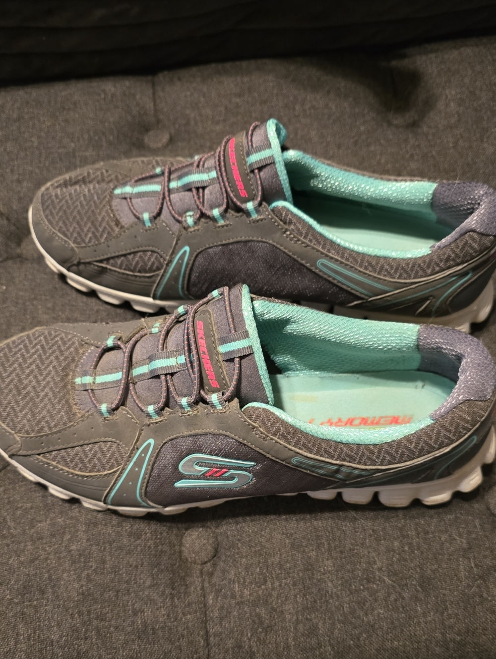 Skechers Gray and Teal Women's Athletic Sneakers